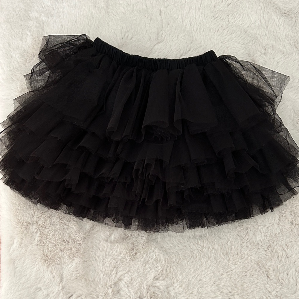 Chic Black Layered Tulle Skirt for Kids